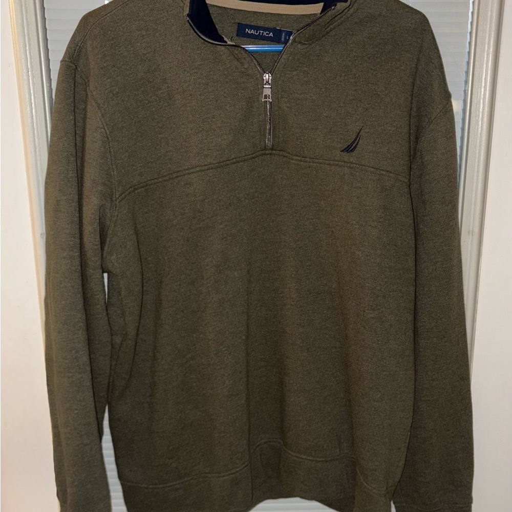 Nautica Men's Large Olive Zip-Up Sweater
